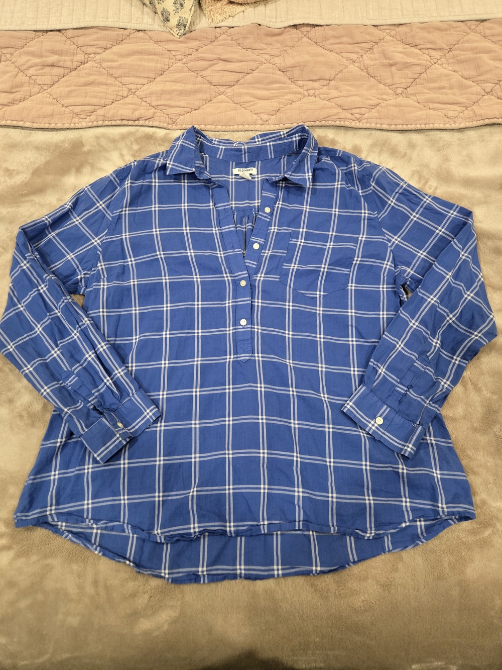 Old Navy Blue Plaid Button-Front Shirt